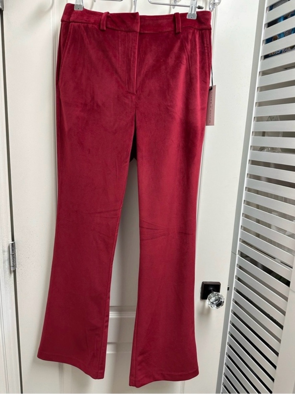 Maison d' Amelie Red Velvet Flare Dress Pants size 6 NWT